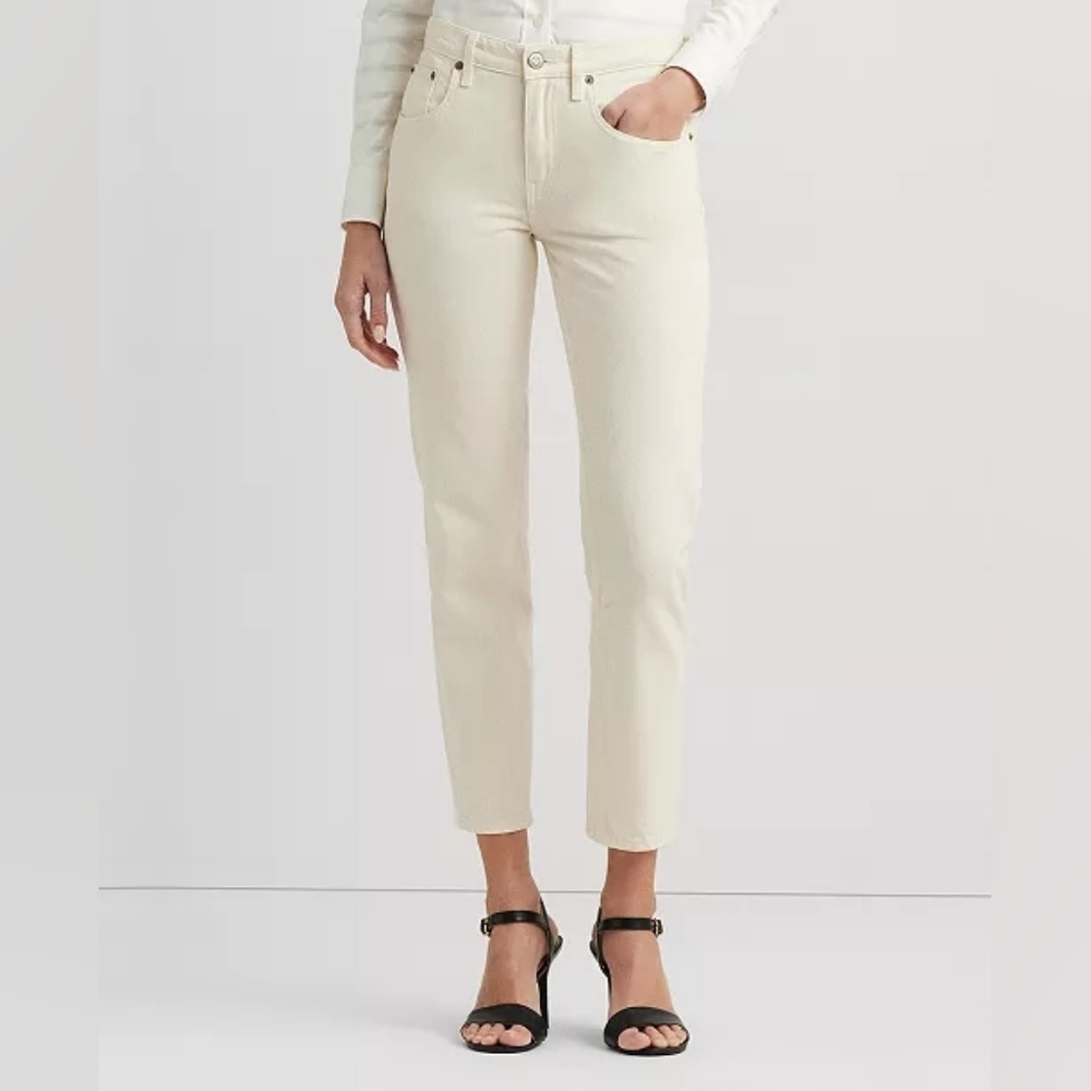 Ralph Lauren Cream Straight-Leg Jeans